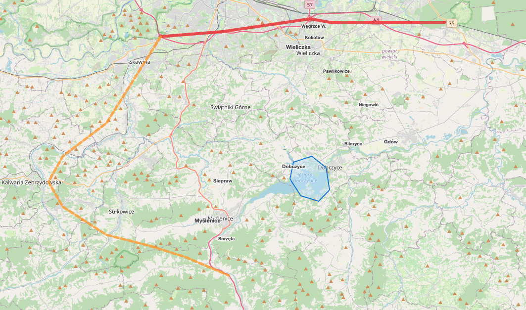 Mapa przebiegu Wariantu BETA